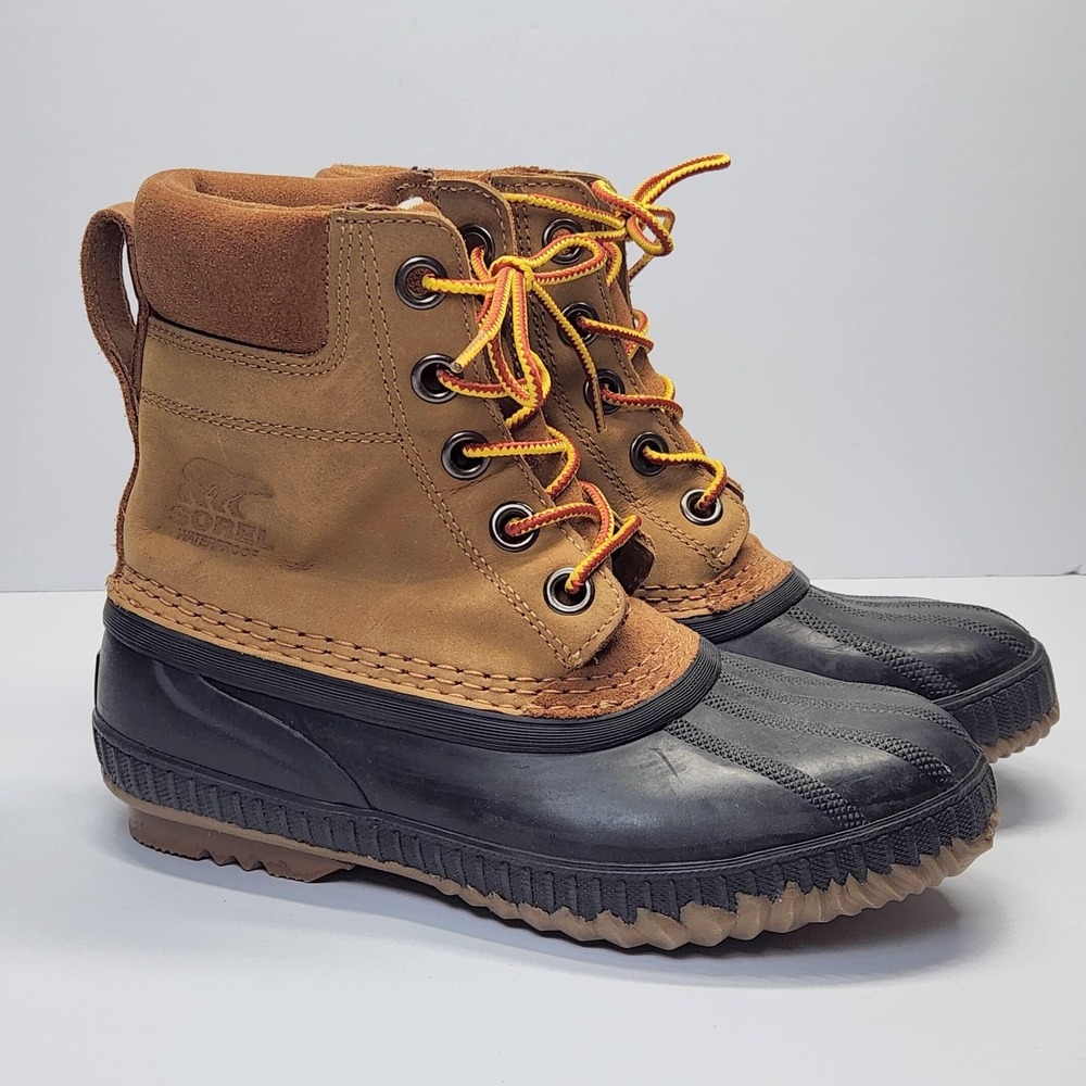 Sorel Boots Kids Size 3 Brown Leather Waterproof Duck Snow Winter Lace Up Ankle